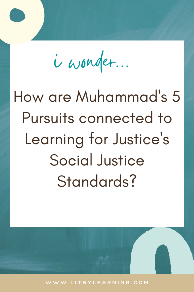 How do Gholdy Muhammad's 5 Pursuits of Culturally and Historically Responsive Teaching align with the Social Justice Standards produced by Learning for Justice?